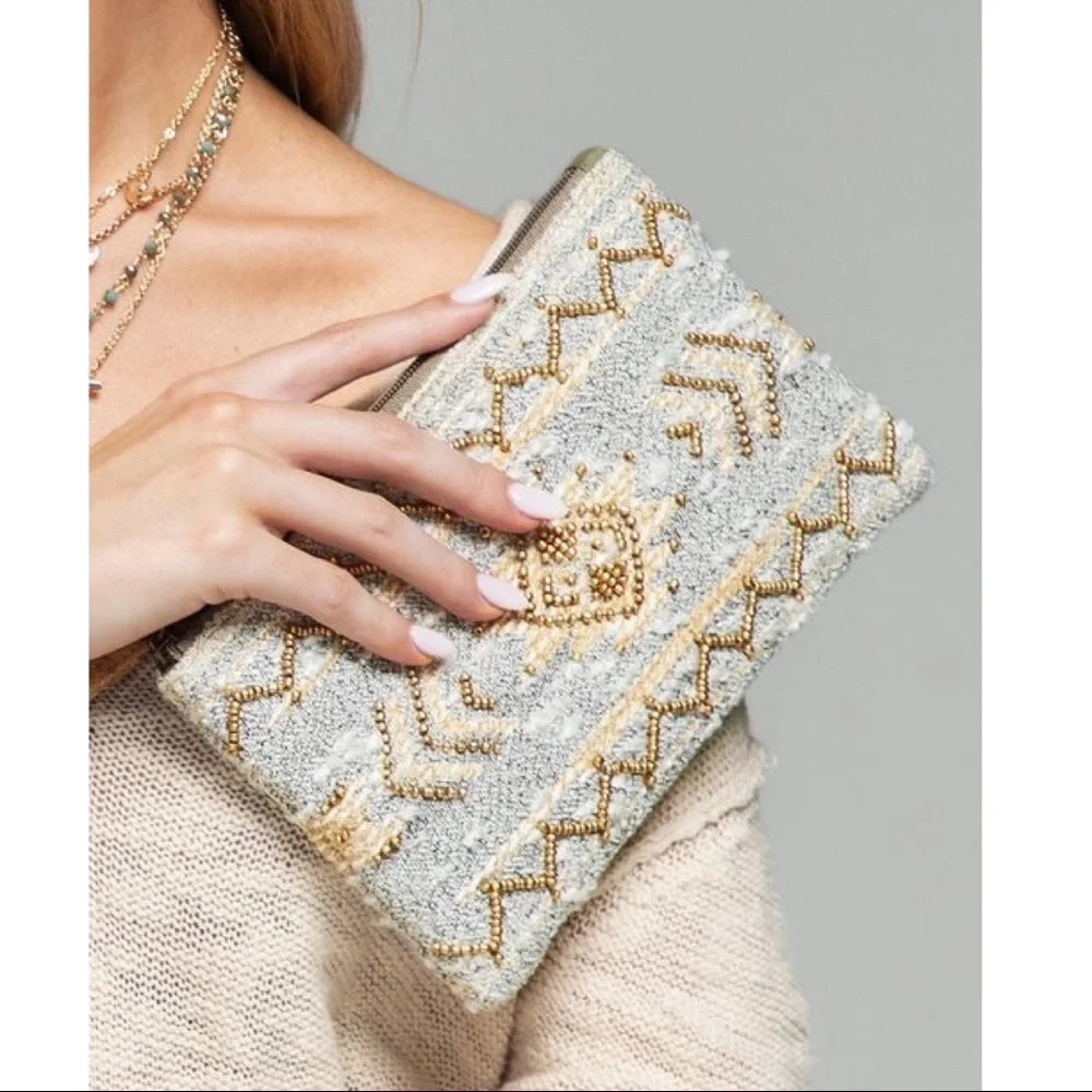 Boho Handmade Cotton Wristlet Clutch